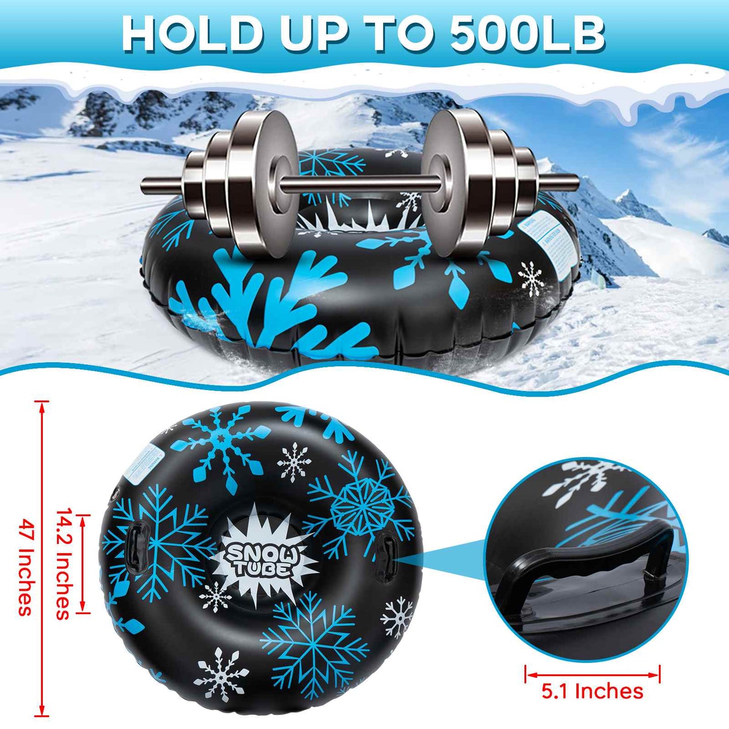 Inflatable Snow Tube High-Quality Durable Winter